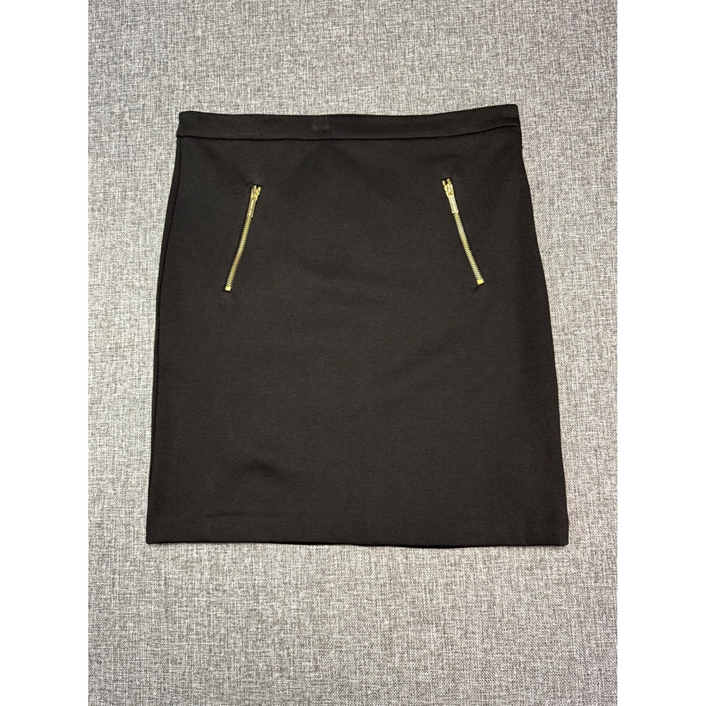 Michael Kors Skirt Womens Black Gold Zipper Detail Pencil Skirt | 12